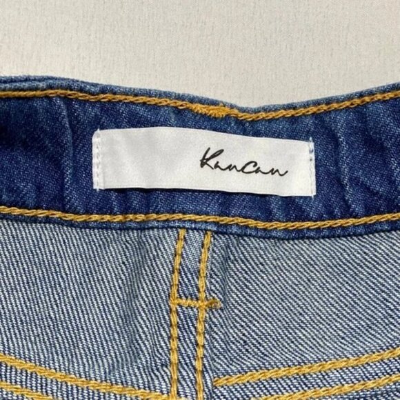 Kancan Women's 3/25 Jean Shorts Blue Super Distressed High Rise Denim NWT - Picture 9 of 14